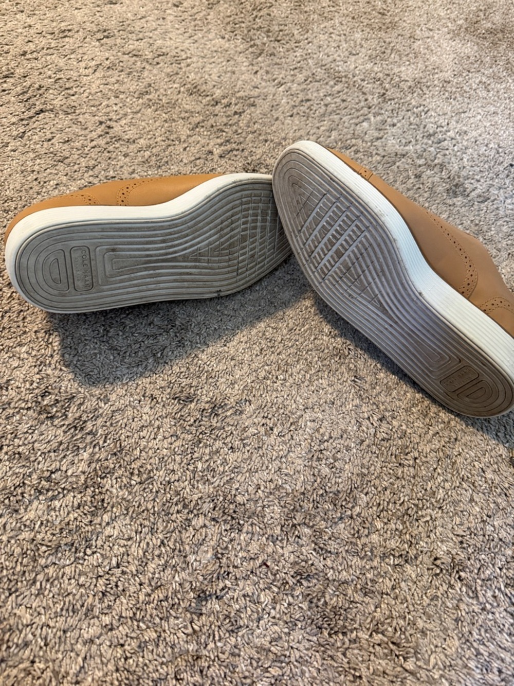 Women’s Tan Leather Cole Haan Slip-On Brogue Platform Loafers, 8.5, worn twice - Picture 3 of 3